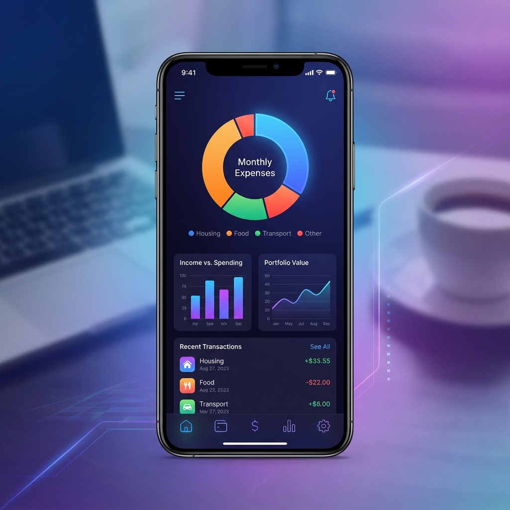 Ilustração de Aplicativos de Controle Financeiro